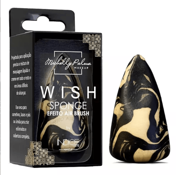 ESPONJA MAQUIAGEM WISH EFEITO AIR BRUSH FORMATO ANATÔMICO MICHELLY PALMA